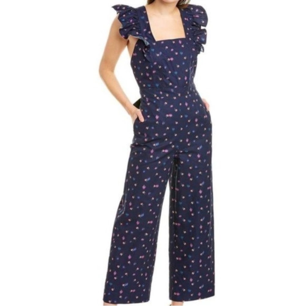 Rebecca Taylor Farren Jumpsuit Size 0 Navy Floral Spring Summer